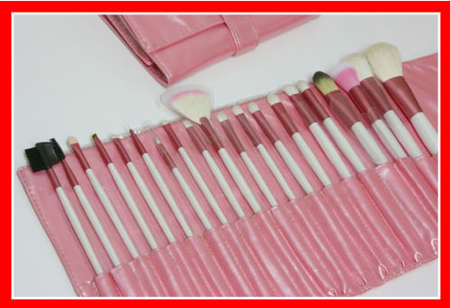 Kit 18 Pincéis Rosa e Branco